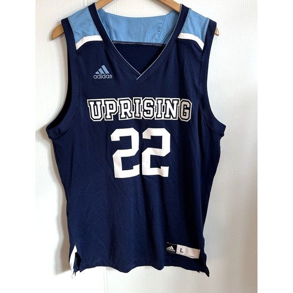 Adidas Basketball Jersey Men's Size Large UPRISING Navy Blue #22 BB Uniform NWTs - Picture 1 of 8